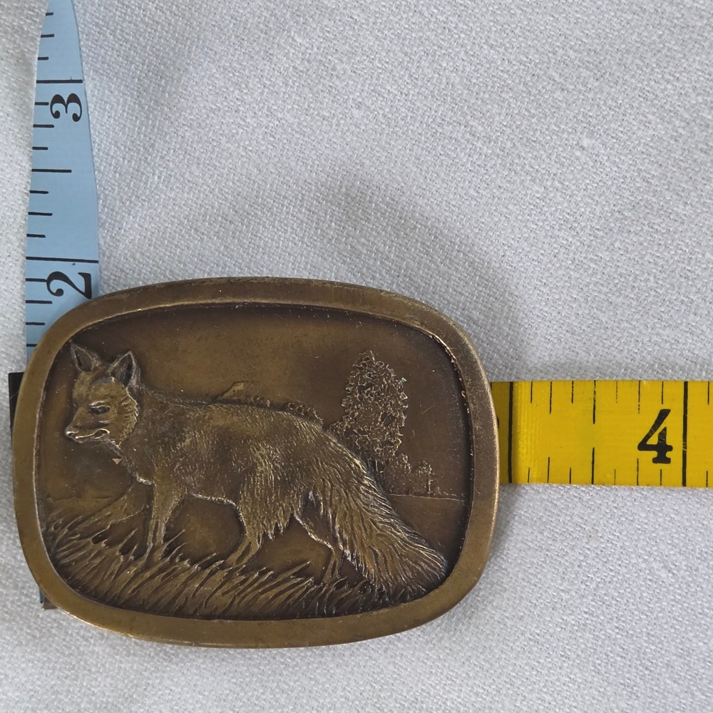 Indiana Metal Craft Belt Buckle Bronze Vintage 1977 Red Fox Wildlife M97 - Picture 7 of 7